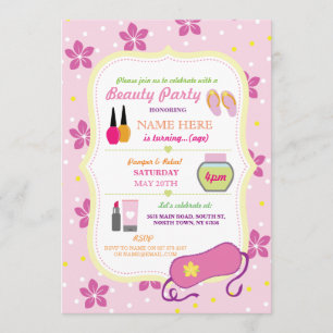 Invitation Spa de beauté Anniversaire fête Relax Pamper Face 