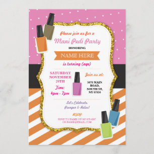 Invitation Spa de beauté Anniversaire Pamper Mani Pedi Invita