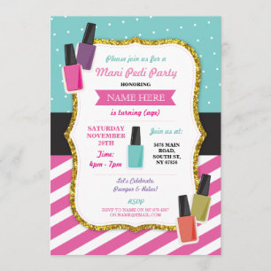 Invitation Spa de beauté fête d'anniversaire Pamper Mani Pedi