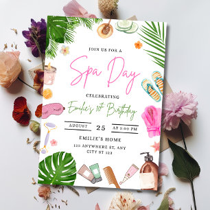 Invitation Spa Jour Anniversaire Invitation, Filles Spa Glam 