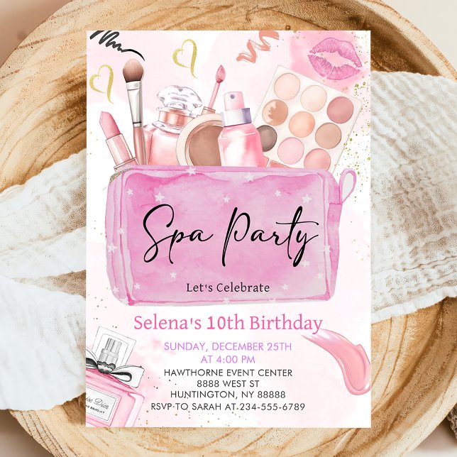 Invitation Spa Party Maquillage fille Anniversaire Fête Invit (Créateur téléchargé)