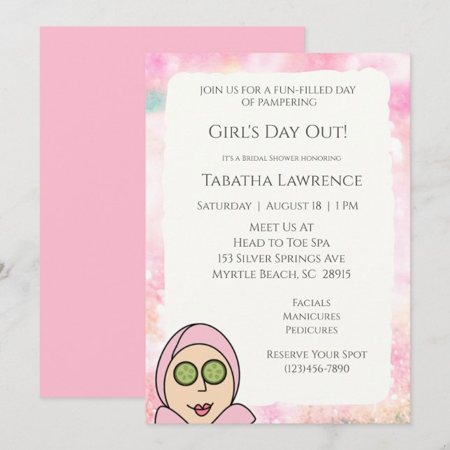 Invitation Spa pour une journée entre filles (Devant / Derrière)