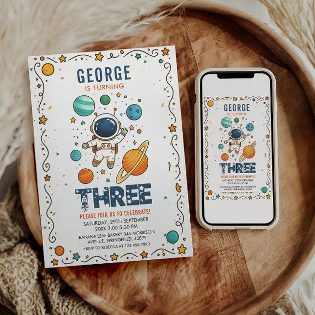 Invitation Space Adventure 3rd Birthday | Outer Space Party (Créateur téléchargé)