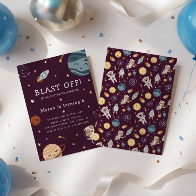 Invitation Space Adventure Playful Kids Birthday Party (Créateur téléchargé)