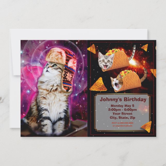 Invitation Space cat en casquette russe (Devant)
