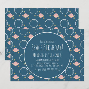 Invitation Space Galaxy Asteroid Gold Stars Anniversaire