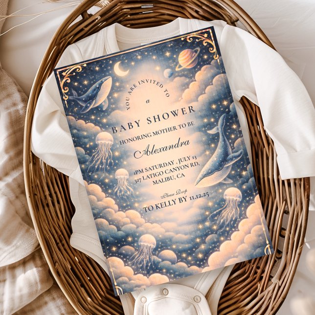 Invitation Space Ocean Whales Baby Shower (Créateur téléchargé)