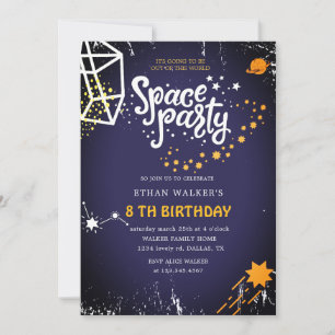 Invitation Space party   Birthday Invite