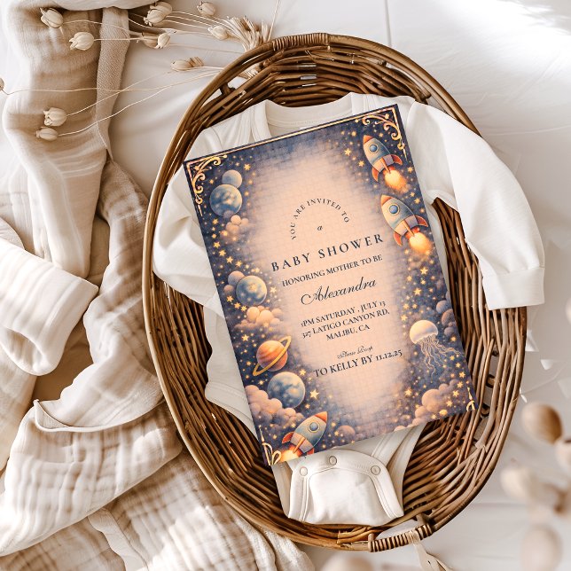 Invitation Space Rockets Stars Baby Shower (Créateur téléchargé)