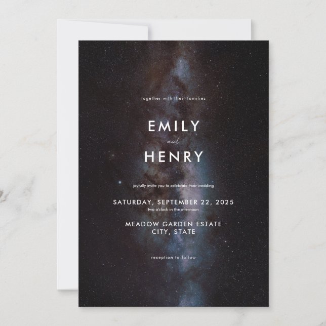 Invitation Space Stars Milky Way Galaxy Mariage (Devant)