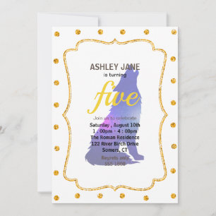 Invitation Space Wolf howling - Choose background color