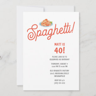 Invitation Spaghetti Adulte fête d'anniversaire
