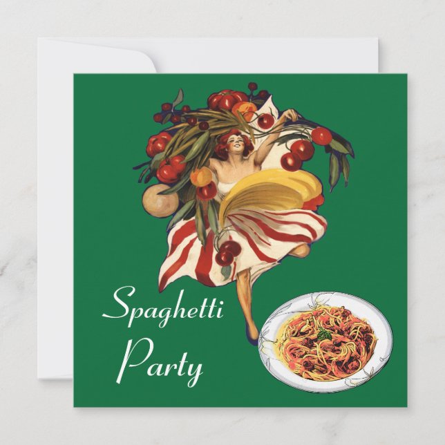 INVITATION SPAGHETTI PARTY DANCE, CUISINE ITALIENNE ET TOMATE (Devant)