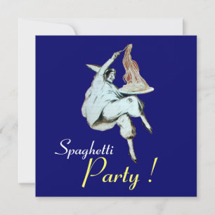 Invitation SPAGHETTI PARTY, ITALIEN KITCHEN dîner bleu