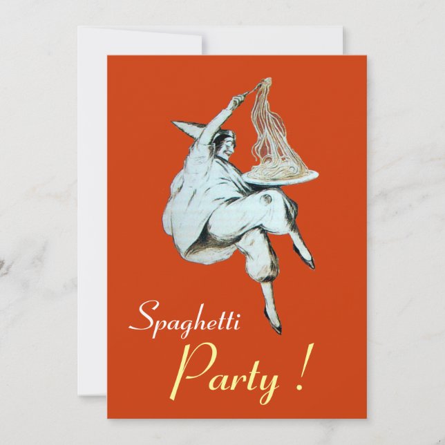 Invitation SPAGHETTI PARTY, ITALIEN KITCHEN rouge vert dîner (Devant)