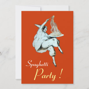 Invitation SPAGHETTI PARTY, ITALIEN KITCHEN rouge vert dîner