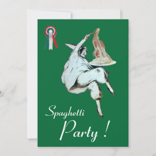Invitation SPAGHETTI PARTY, ITALIEN KITCHEN rouge vert dîner