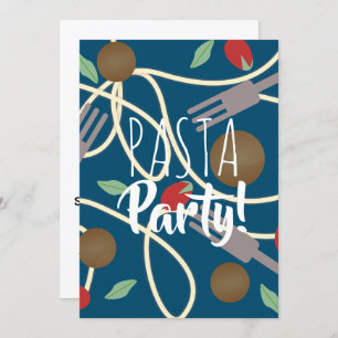 Invitation Spaghetti Pasta italien Diner Ustensiles Boules de