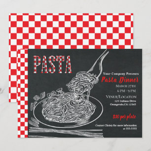 Invitation Spaghetti Pâtes Rustique Événement de dîner en soi