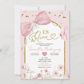 Invitation Spanish Coquette Blush Pink Butterfly Es Nina
