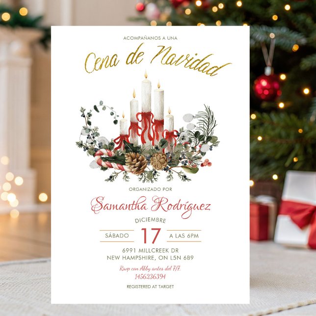 Invitation Spanish Mexican Cena De Navidad Christmas Dinner (Créateur téléchargé)