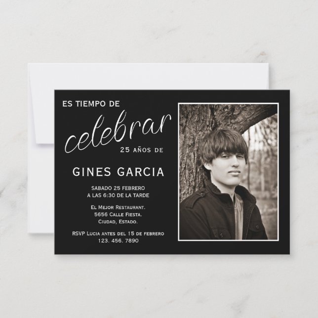 Invitation Spanish Photo Birthday (Devant)