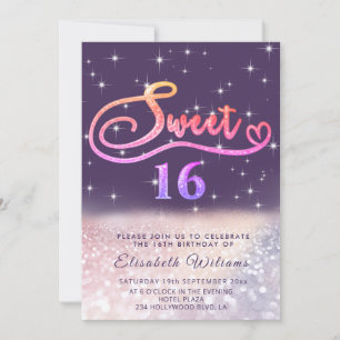 Invitation Sparkle Glam chic script de parties scintillant om