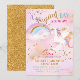 Invitation Sparkle Magique Unicorn Pegasus Anniversaire