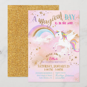 Invitation Sparkle Magique Unicorn Pegasus Anniversaire