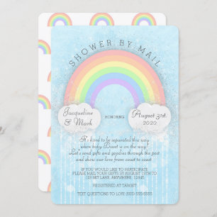 Invitation Sparkle Pastel Rainbow Douche Par Courrier Invitat
