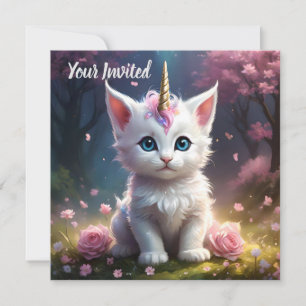 Invitation "Sparkle Paws : Le Kitten Licorne Enchanteur"