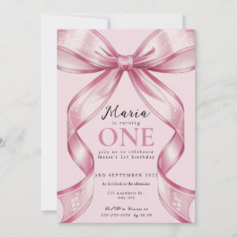 Invitation Sparkle Pink Coquette Bow 1st