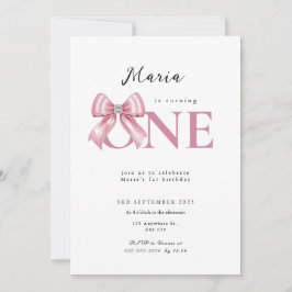 Invitation Sparkle Pink Coquette Bow 1st