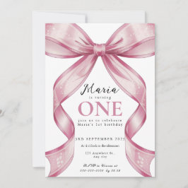 Invitation Sparkle Pink Coquette Bow 1st