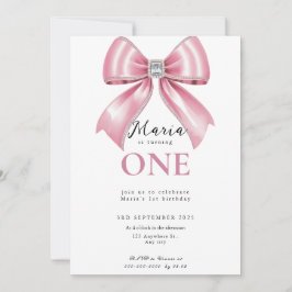 Invitation Sparkle Pink Coquette Bow 1st