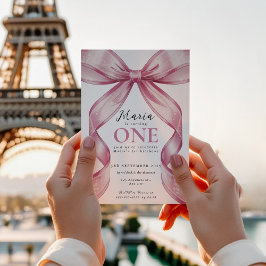 Invitation Sparkle Pink Coquette Bow 1st