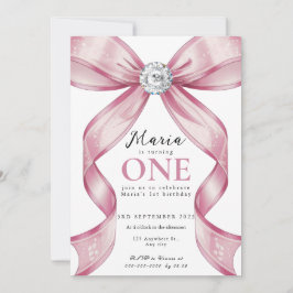 Invitation Sparkle Pink Coquette Bow 1st