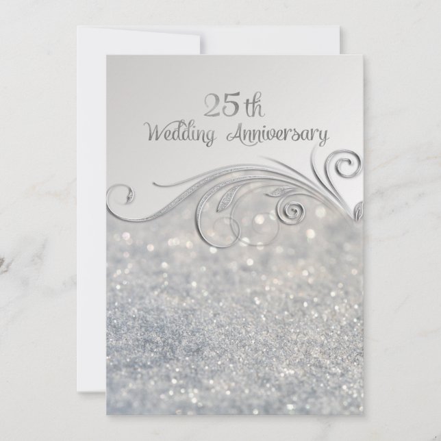 Invitation Sparkle Silver 25e anniversaire de mariage-ver2 (Devant)
