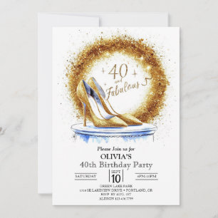 Invitation Sparkles femmes Digital Gold 40e anniversaire