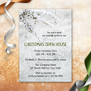 Invitation Sparkling Snow Christmas Company Open House Invita