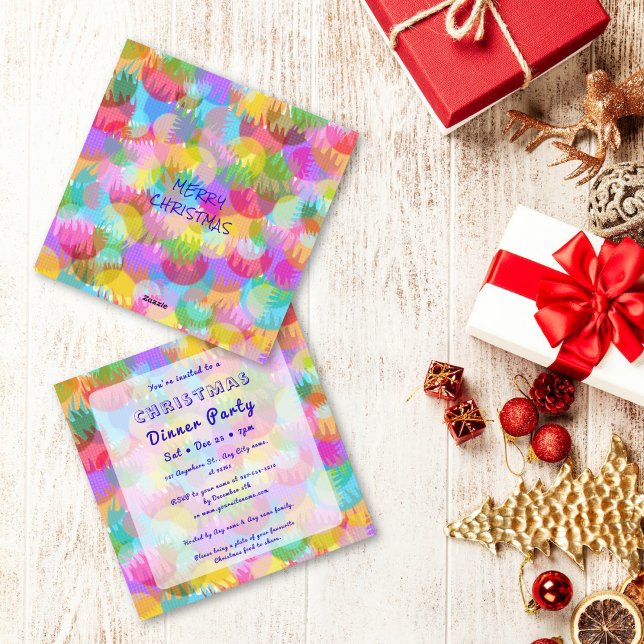 Invitation Sparkly Colorful Simple Christmas Dinner Party  (Créateur téléchargé)