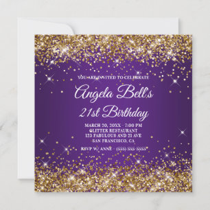 Invitation Sparkly Gold Parties scintillant Royal Purple 21e 