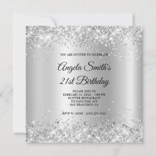Invitation Sparkly Silver Parties scintillant Satin Shimmer 2