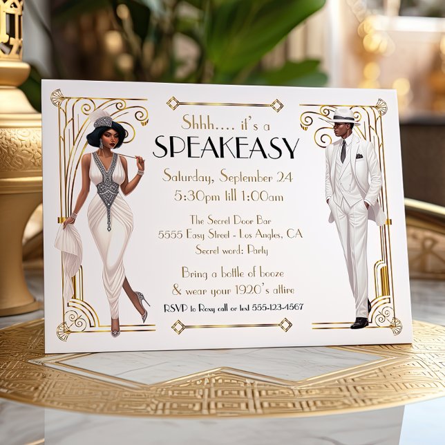 Invitation Speakeasy Flapper Great Gatsby Harlem Nights (Créateur téléchargé)