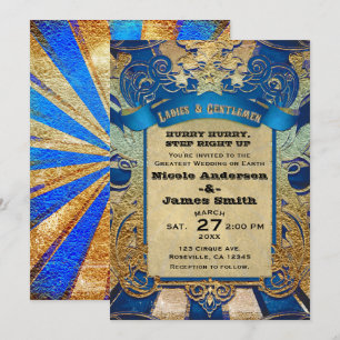 Invitation Spectacle de cirque vintage Carnaval Royal Bleu &