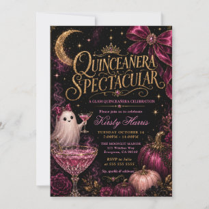 Invitation Spectaculaire Quinceanera Fantôme Rose