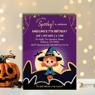 Invitation Spectaculaire Sorcière Halloween 7e Anniversaire o