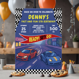 Invitation Speed Racing fête d'anniversaire