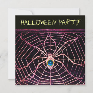 INVITATION SPIDER ET WEB BLUE SAPPHIRE BLACK HALLOWEEN PARTY