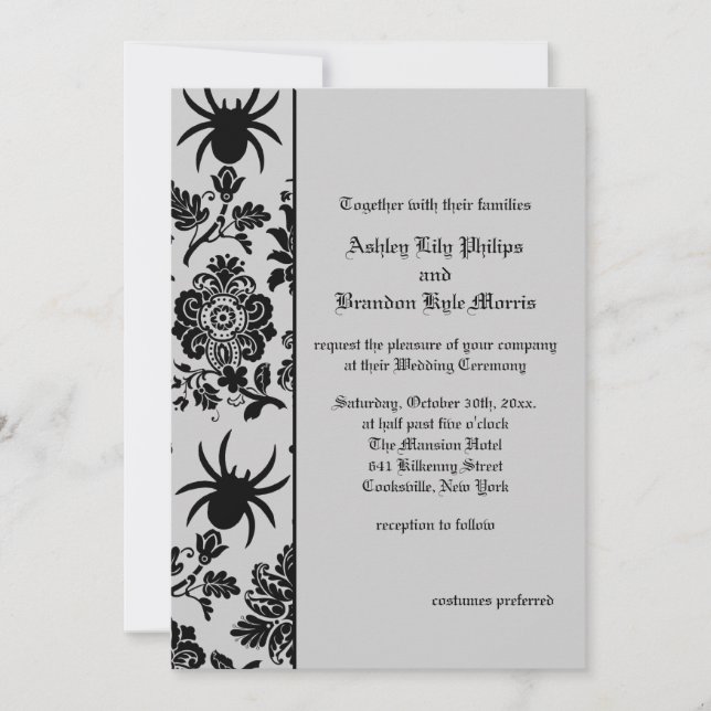 Invitation Spider Mariage damassé (Devant)